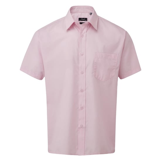 Premier Mens Short Sleeve Poplin Shirt (Pink)