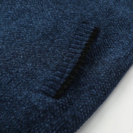 Herenvest met rits en opstaande kraag, gevoerde grofgebreide trui marineblauw - Image 6
