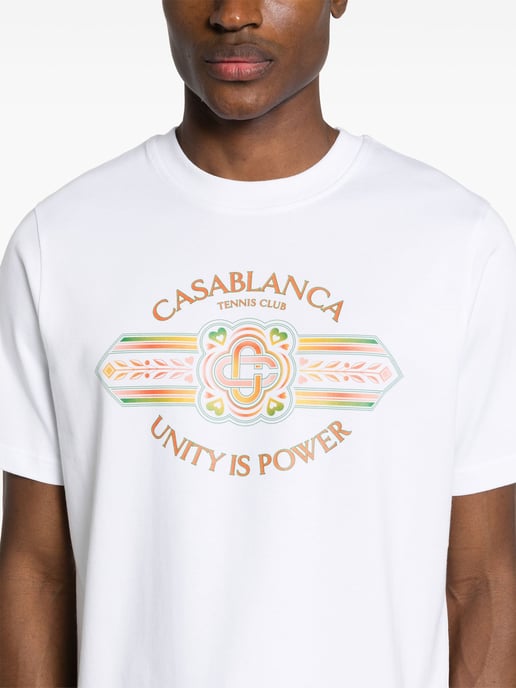 Casablanca Eenheid is macht T-shirt met opdruk in wit - Image 2