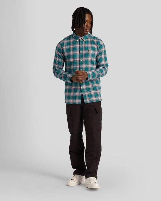 Lyle & Scott Men's Check Flannel Shirt in Green