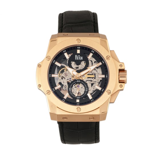 Reign Commodus Automatic Skeleton Leather-Band Watch