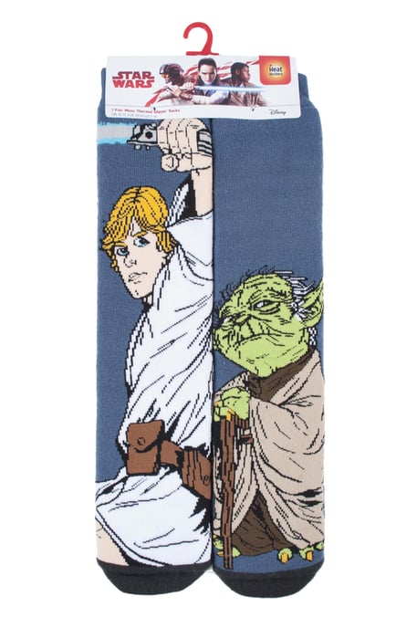 Heat Holders Thermische pantoffelsokken met filmthema voor heren - Luke / Yoda - Image 2