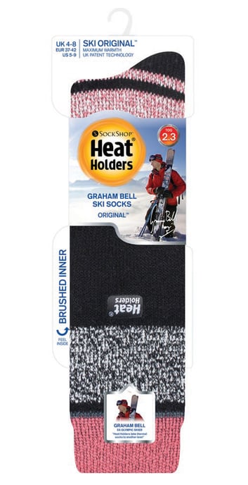 Heat Holders - Dames kniehoge thermo skisokken - Zwarte Streep - Image 2
