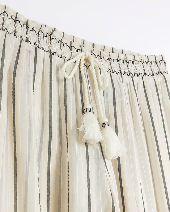 River Island Womens Trousers Beige Sheer Stripe Split Hem