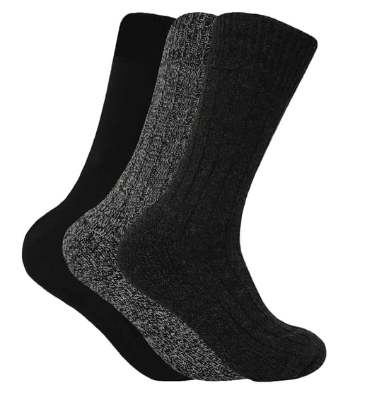 Set van 3 dikke wandelsokken van warme wolmix voor heren - Grijs - Image 1