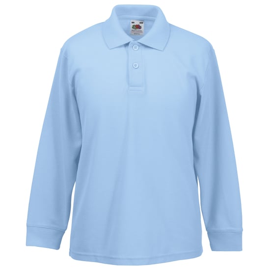 Fruit Of The Loom Kinder Polo Lange Mouwen 65/35 Piqué / Kinderpolo (Hemel Blauw) - Image 3