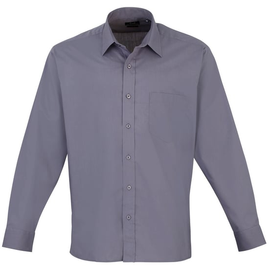 Premier Heren Premier Poplin Formeel Overhemd Met Lange Mouwen (Staal) - Image 1
