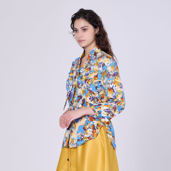 Ascot-tie blouse en abstracte print - Image 2