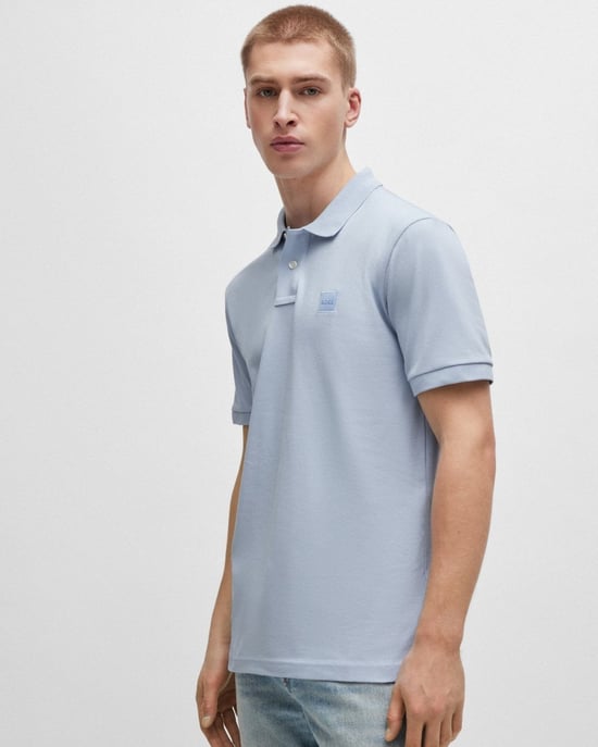 BOSS Orange Passenger Heren Stretchkatoenen Slim-Fit Polo Shirt met Logo Patch - Image 1
