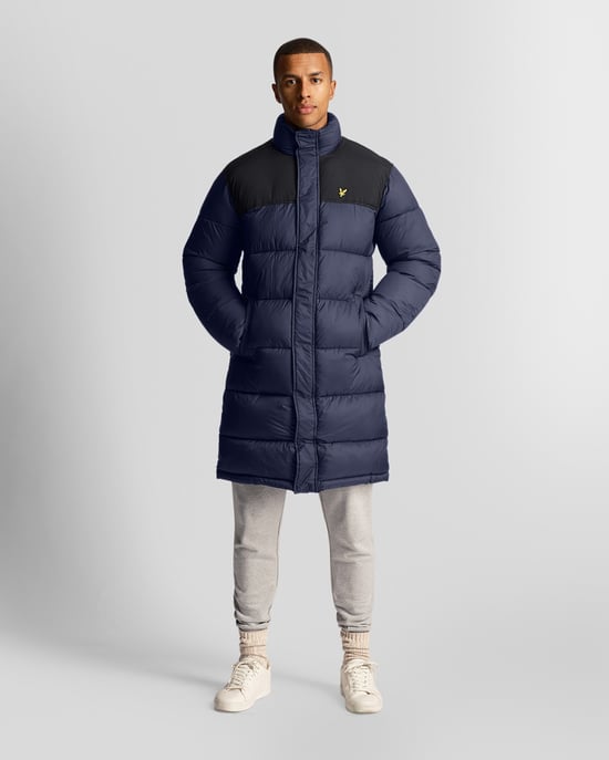 Lyle & Scott lang gewatteerd marineblauw pufferjack - Image 2