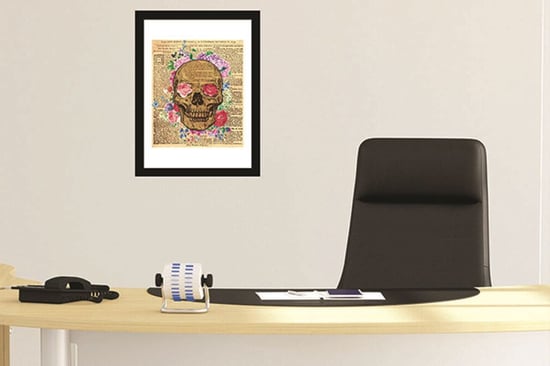 2in1 Flowery Skeleton Poster Self Adhesive DIY Wall Sticker, Living room wall sticker