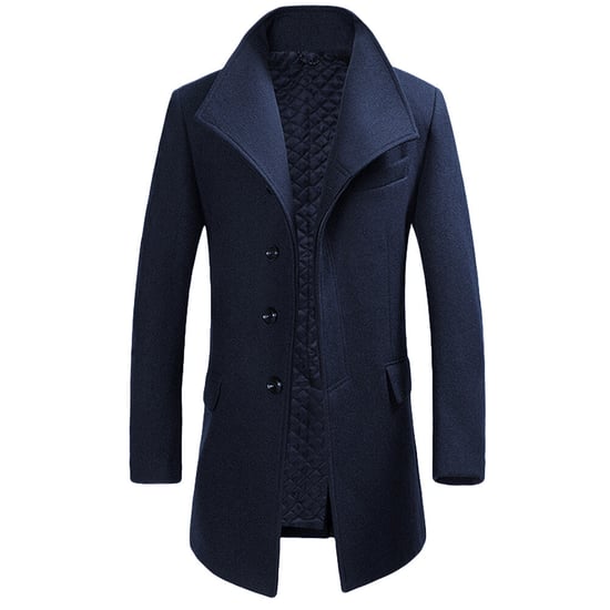 Allthemen Men's Wool Coat Winter Business Slim fit Lapel Coat Navy Blue