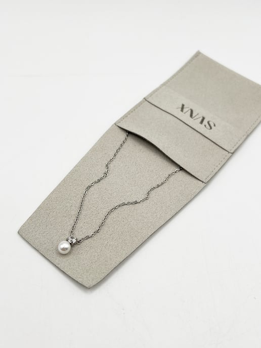 Pearl Diamante Necklace and Earrings Set in Silver