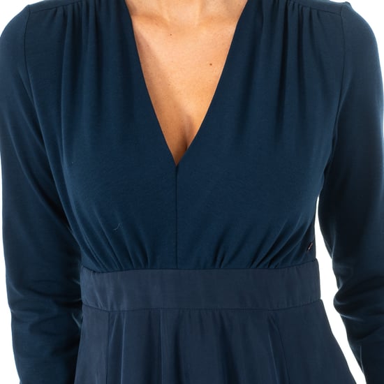 Women's long sleeve V-neck long dress KWD005