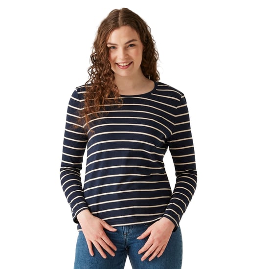 Regatta Womens/Ladies Federica II Stripe Long-Sleeved T-Shirt (Navy/Light Vanilla)