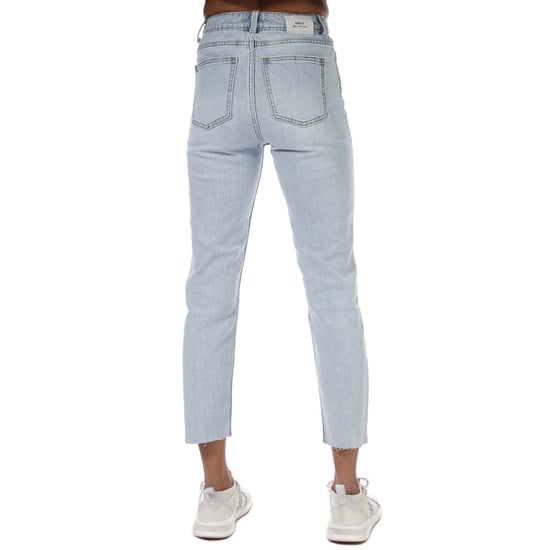 Women's Only Emily High Waist Straight Raw Jeans in Light Blue
