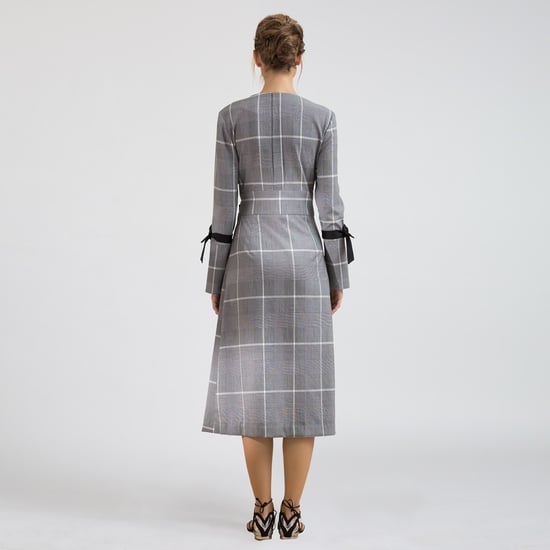 Wrap Tartan Midi Dress