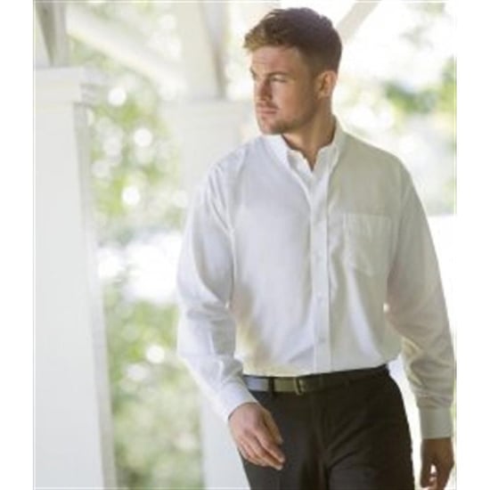 Russell Collectie Heren Lange Mouw Easy Care Oxford Shirt (Wit) - Image 3