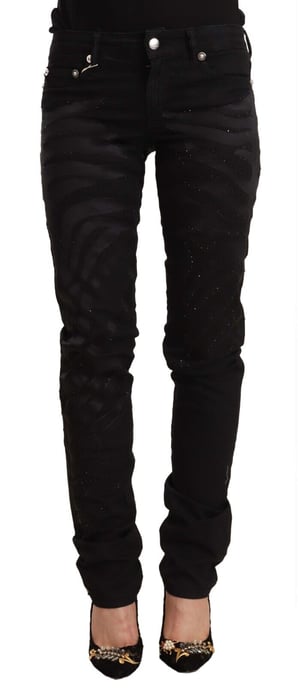 Just Cavalli Dames Zwarte Mid Waist Versierde Skinny Jeans - Image 1