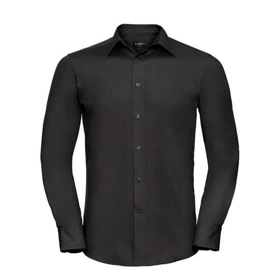 Russell Collection Mens Poplin Tailored Long-Sleeved Shirt (Black)