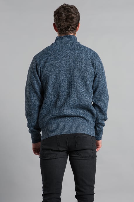 Light Blue Funnel Neck Zip-Through Cardigan