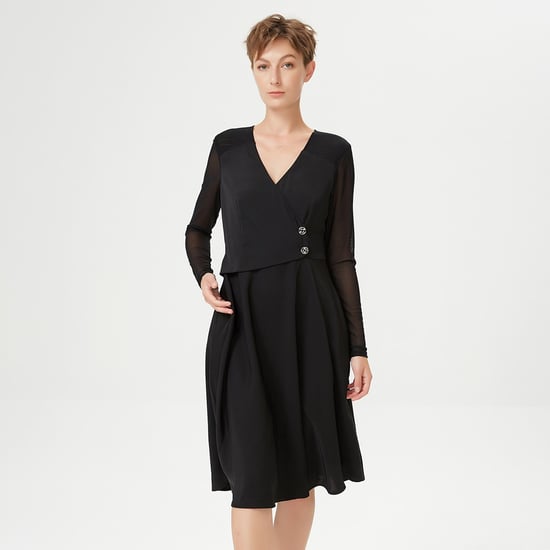 Skater Cross-Heart Dress en stretch tule mouwen - Image 2