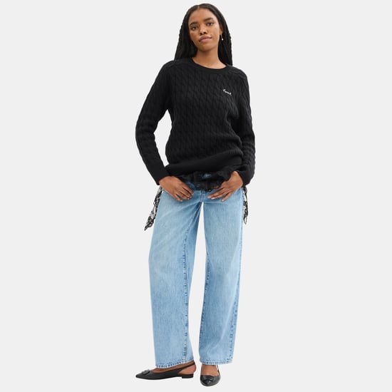 Crewneck Cable Knit Sweater