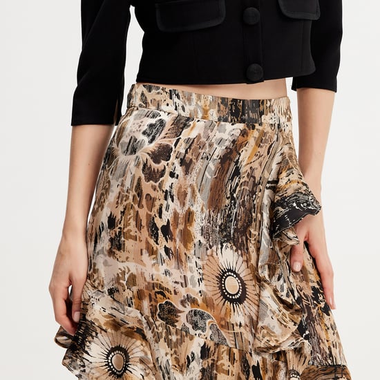 Lange chiffon rok met ruches bloemenprint - Image 4