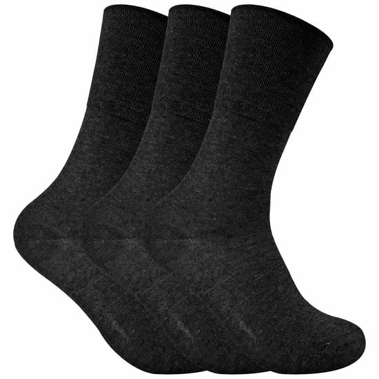 Set van 3 sokken zonder elastiek thermo diabetessokken voor dames - Zwart - Image 1