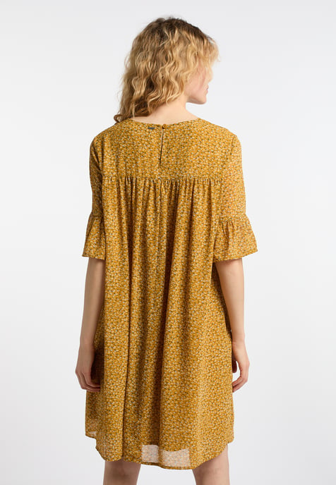 Dreimaster Jurk Dames Donkergeel veelkleurig - Image 4