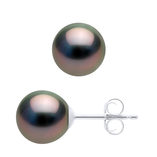 Oorbellen Wit Goud 375 - Echte Gecultiveerde Tahiti Parel Semi Rond 7,5-8 mm - Image 1