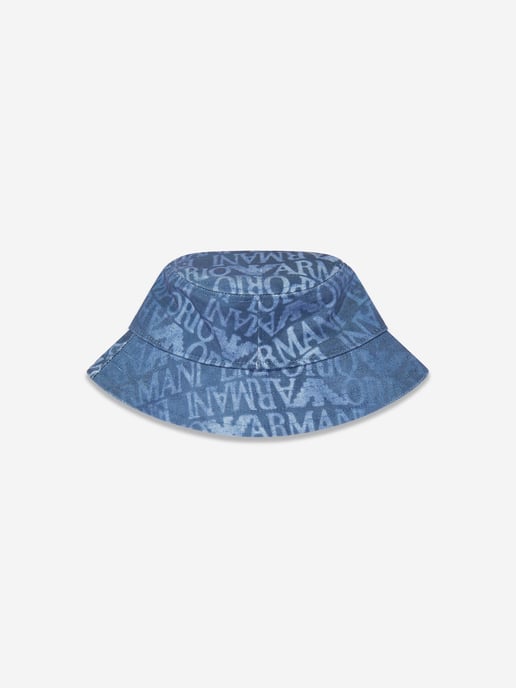 Emporio Armani Kids Logo Bucket Hat in Blue
