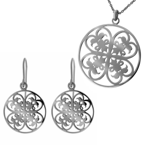 Orphelia Dames 925 Sterling Zilveren Set: Ketting-Hanger + Oorbellen - Zwart SET-6035/3 - Image 1