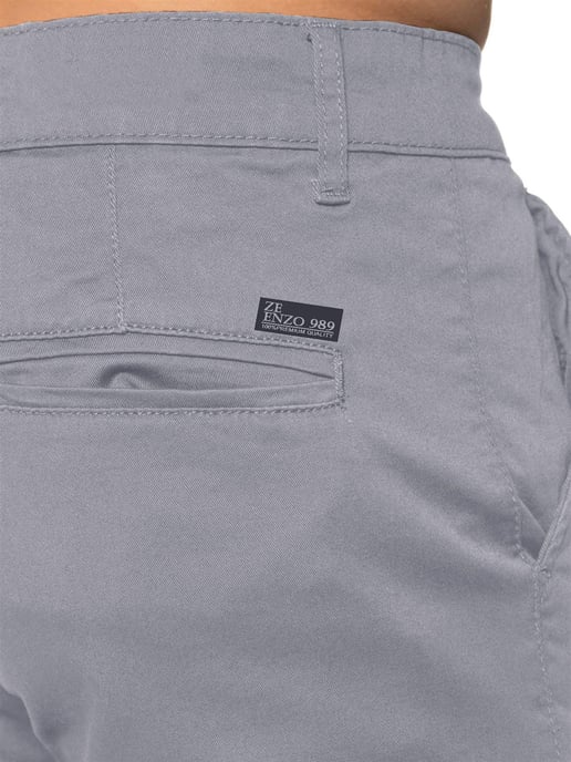 Enzo Men's Slim Fit Stretch Chino Shorts