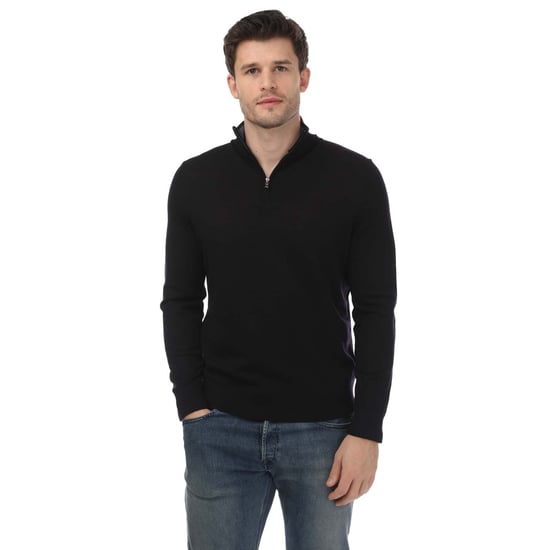 Heren Ted Baker Limehas Merino Wol Core Half-Zip Sweatshirt in Navy - Image 1