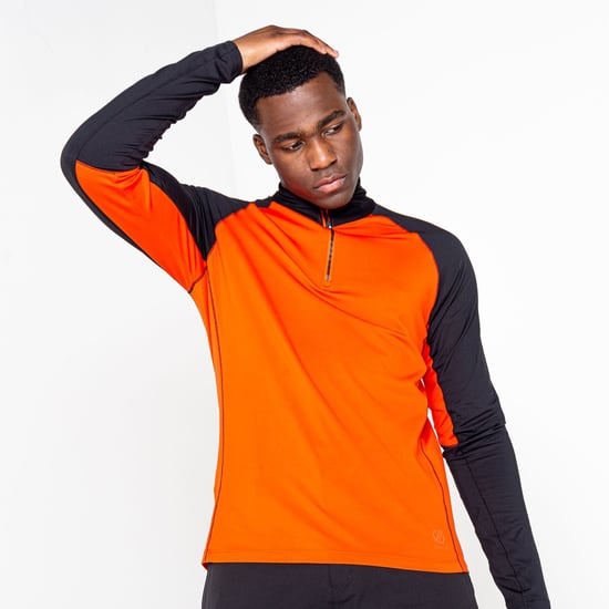 Dare 2B Mens Fuser Core Stretch Half Zip Thermal Top (Amber Glow/Black)