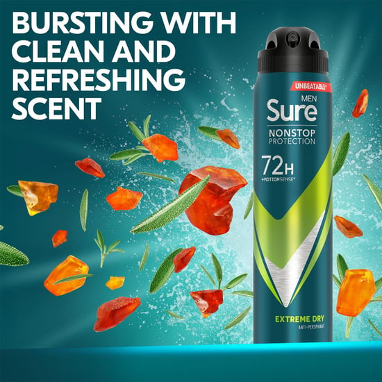 Sure Men Anti-perspirant 72H Nonstop Protection Extreme Dry Deodorant 250ml, 3 Pack