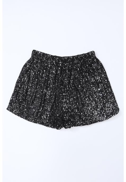 Dames Sequin Hoge Taille Casual Shorts in Zwart - Image 4