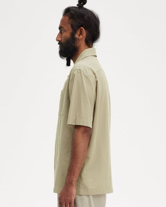 Fred Perry Heren Lichte Textuur Revere Kraag Korte Mouwen Shirt - Image 5