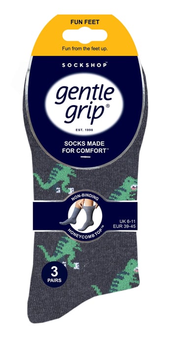 6 paar sokken zonder elastiek herensokken met zachte grip 39-45 Uk - Dinosaurussen - Image 2