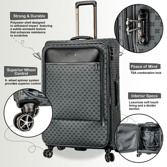 Gray extended travel pack, robust Softshell suitcase