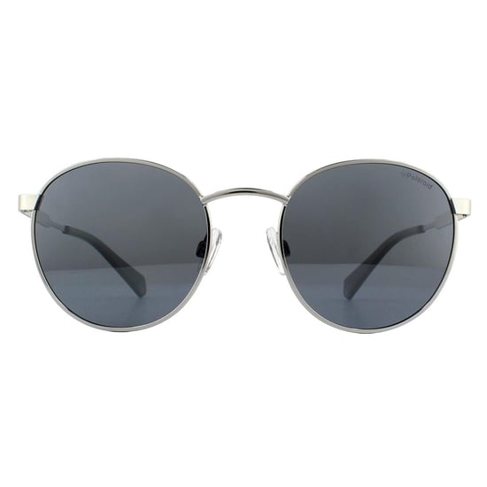 Polaroid Round Unisex Palladium Grey Silver Mirror Polarized Sunglasses