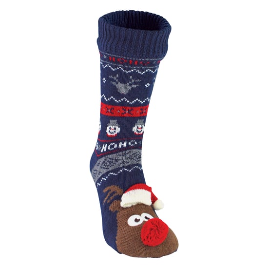 Heren Thermal Rudolph Kerst Fleece Gevoerde Slippers Winter Sokken - Image 1