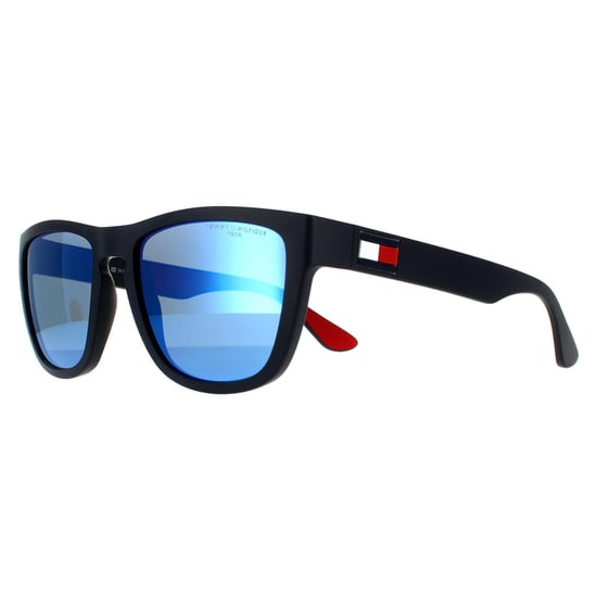 Tommy Hilfiger Square Mens Matte Blue Blue Mirror Sunglasses