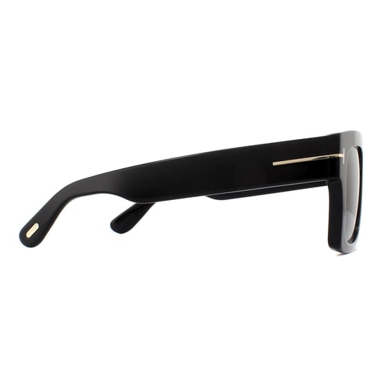 Tom Ford Square Mens Shiny Black Smoke Grey Sunglasses