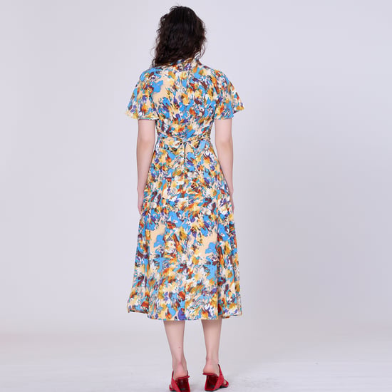 Wrap midi abstract print midi dress