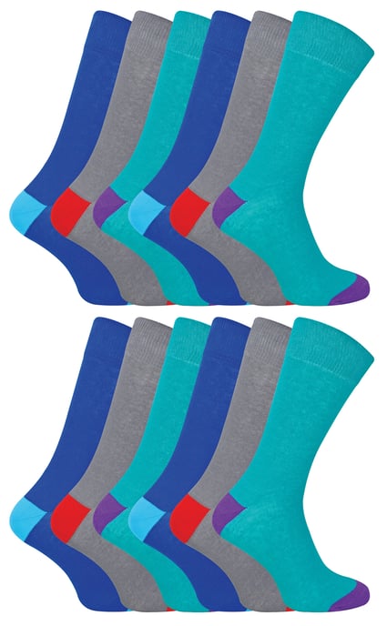 12 Paar Multipack Heren Zwarte Katoenen Sokken | Sock Snob | Ademende Crew Sokken met Verstevigde Hak en Teennoppen - Assortiment - Image 1