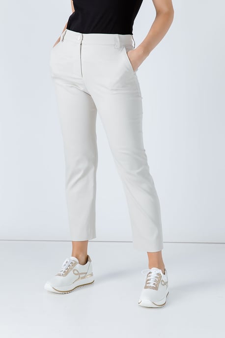Sand Colour Fitted Stretch Pants - Image 1