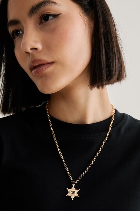 Fuck Off Sheriff Star Necklace