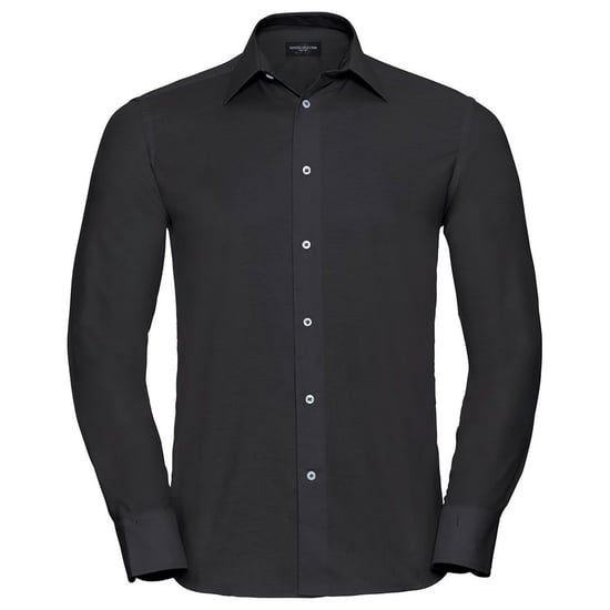 Russell Collection Heren Oxford Getailleerd Formeel Overhemd Met Lange Mouwen (Zwart) - Image 1